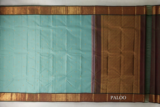 Pastel Sea Green Vintage Kanjivaram Silk Saree paloo