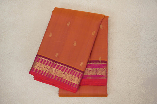 folded Dual Tone of Yellow and Pink Vintage Kanjivaram Silk Saree