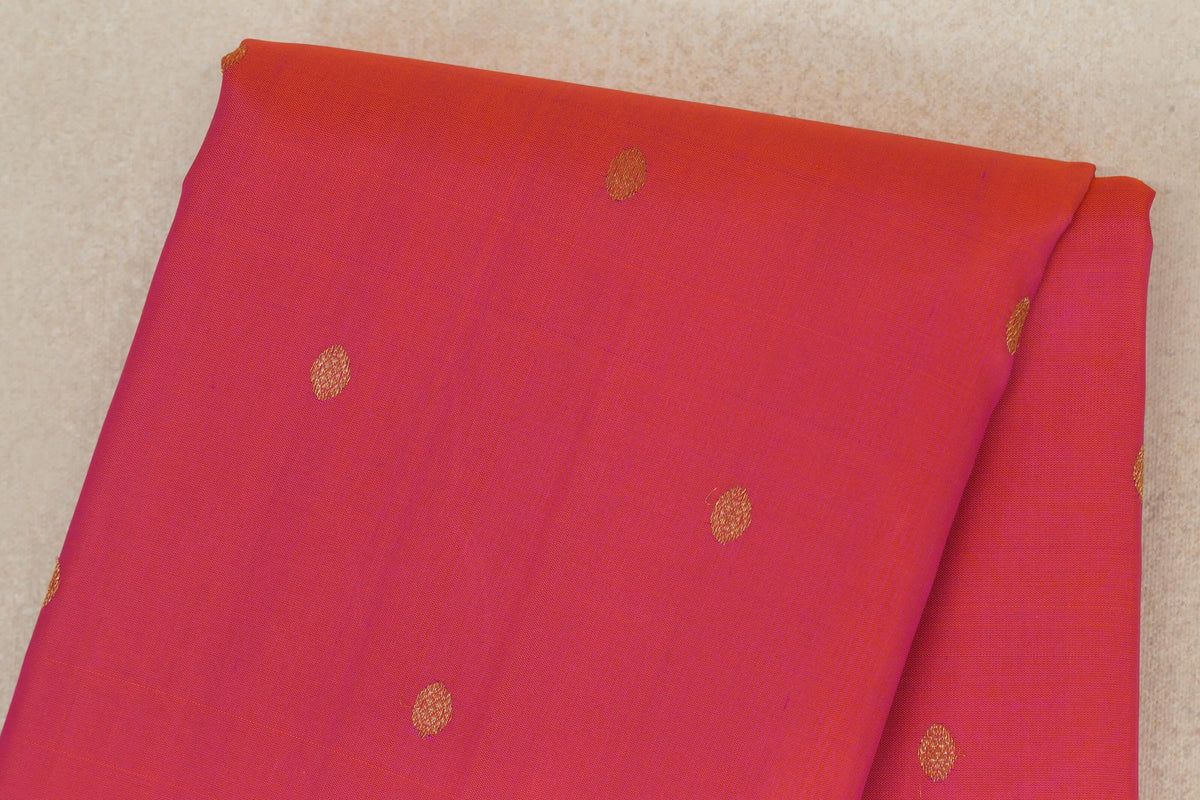 Dual Tone of Orange and Pink with Magenta Borders with Dark Green Selvedge Vintage Kanjivaram Silk Saree by Shreenivas Silks PSSR0110271