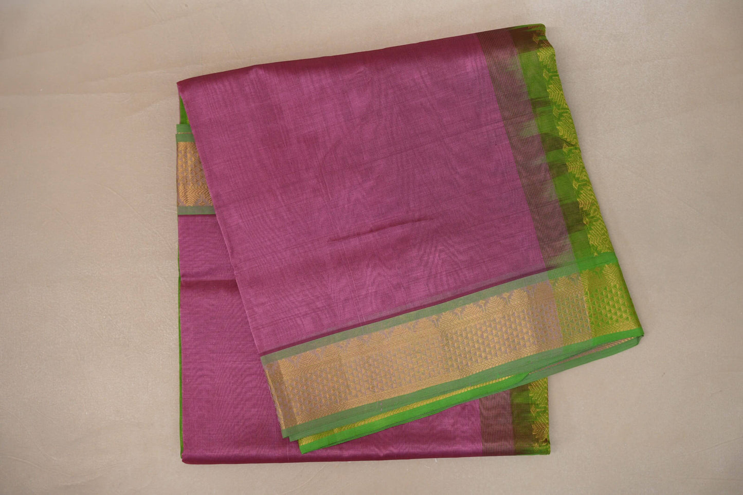 Dusty mauve with Bright leaf green Nine And A Half Yards Silk Cotton Saree by Shreenivas silks PSSR019150