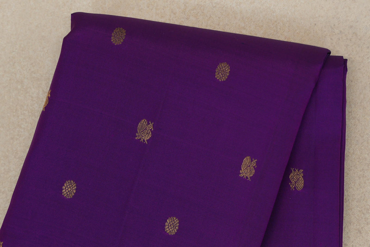 Dark Purple Vintage Kanjivaram Silk Saree body zoom