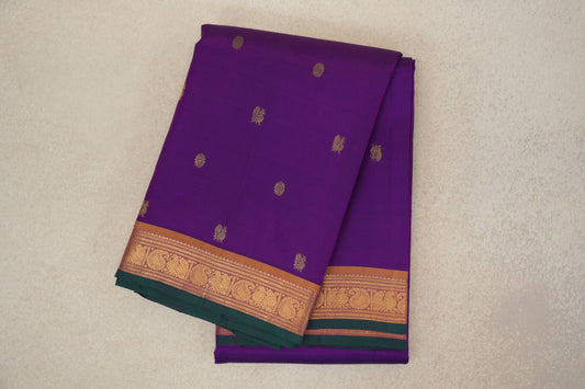 folded Dark Purple Vintage Kanjivaram Silk Saree