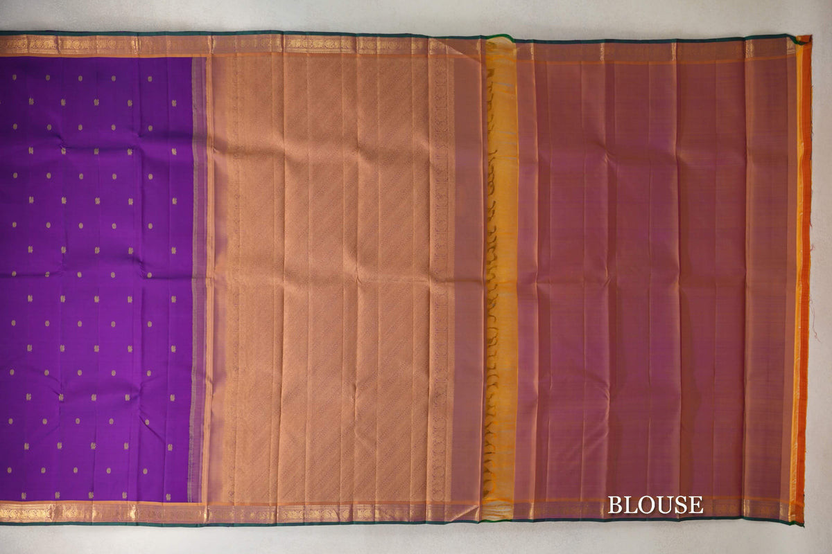 Dark Purple Vintage Kanjivaram Silk Saree blouse