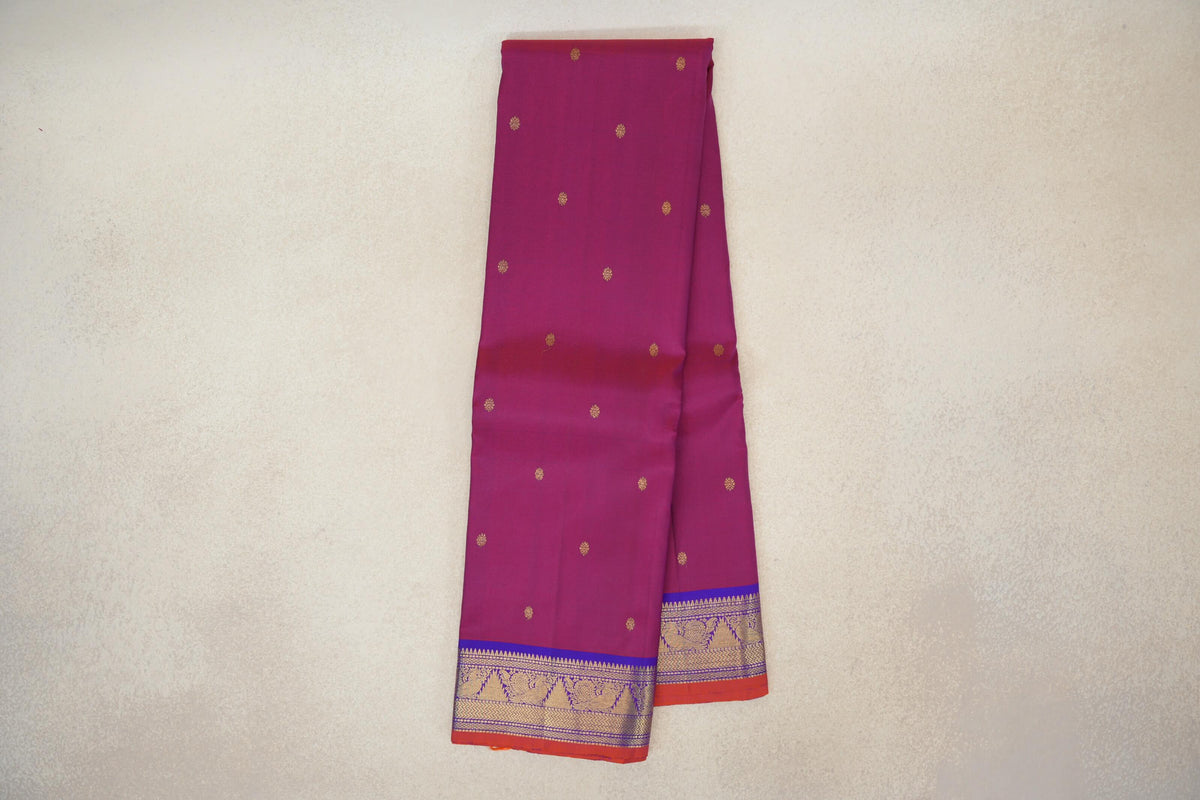 Dual Tone of Red and Violet Vintage Kanjivaram Silk Saree online