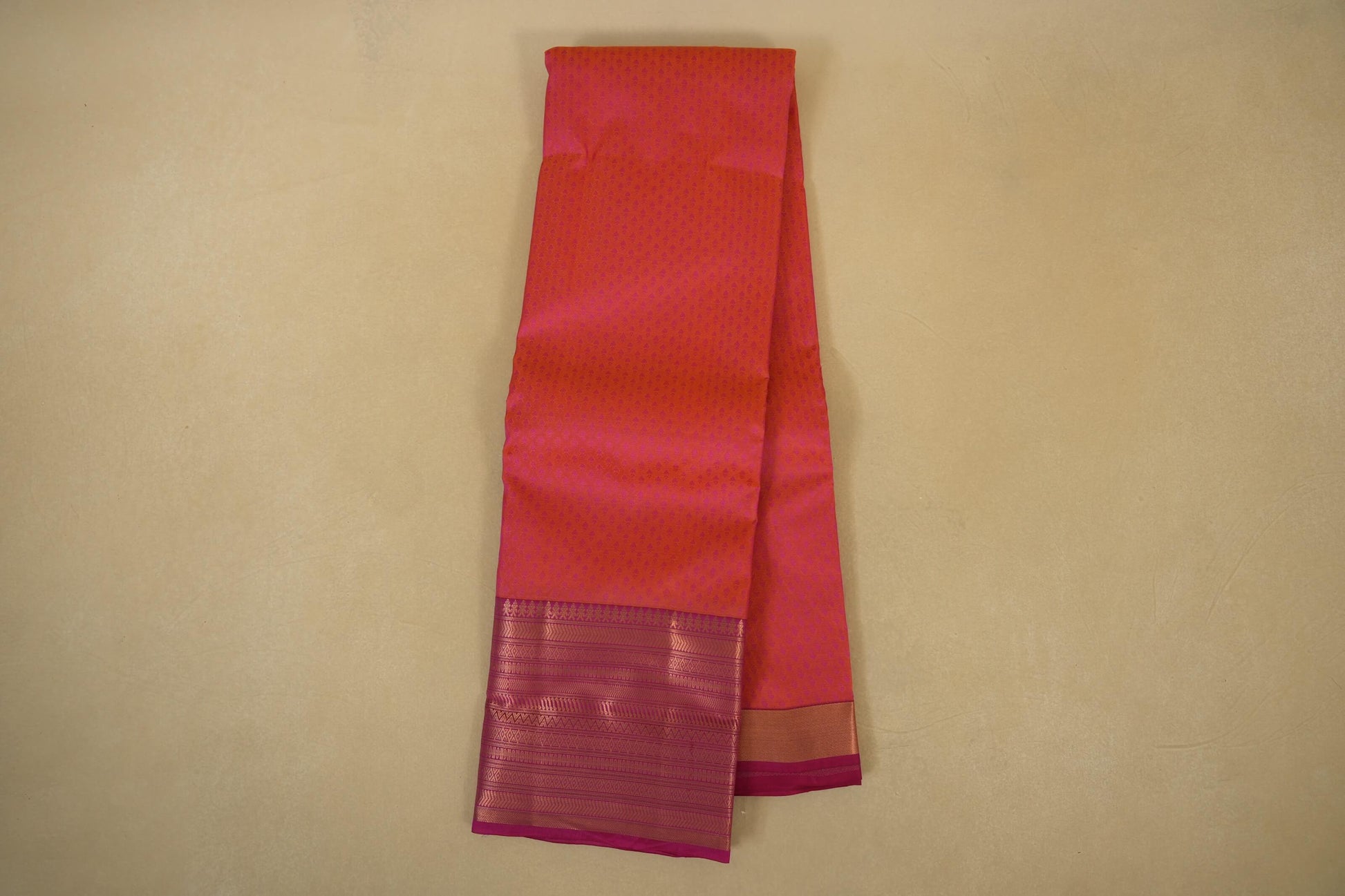 Pinkish Orange Light Weight Kanchipuram Silk Saree Online