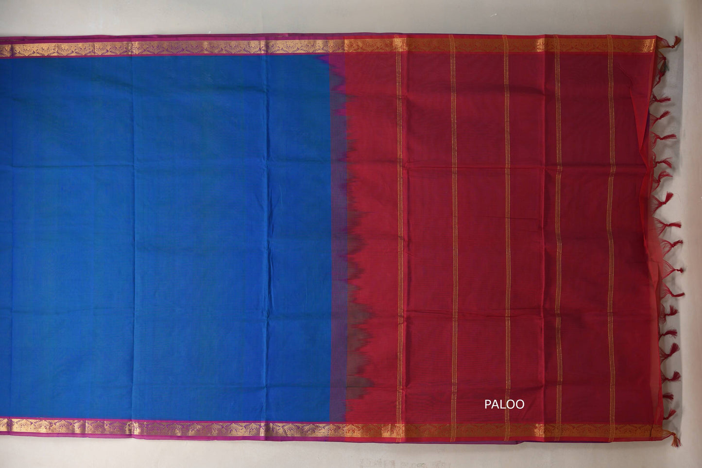 Dual Tone Green and Blue Nine And A Half Yards Silk Cotton Saree by Shreenivas silks PSSR019158