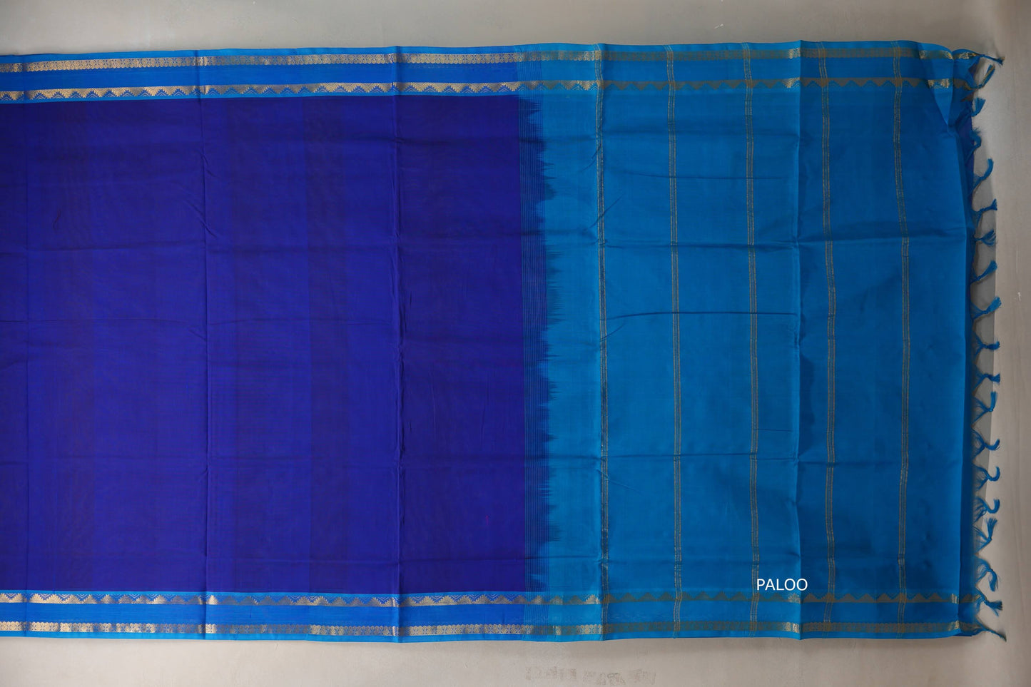 Deep blue with Aqua Blue Nine And A Half Yards Silk Cotton Saree by Shreenivas silks PSSR019159