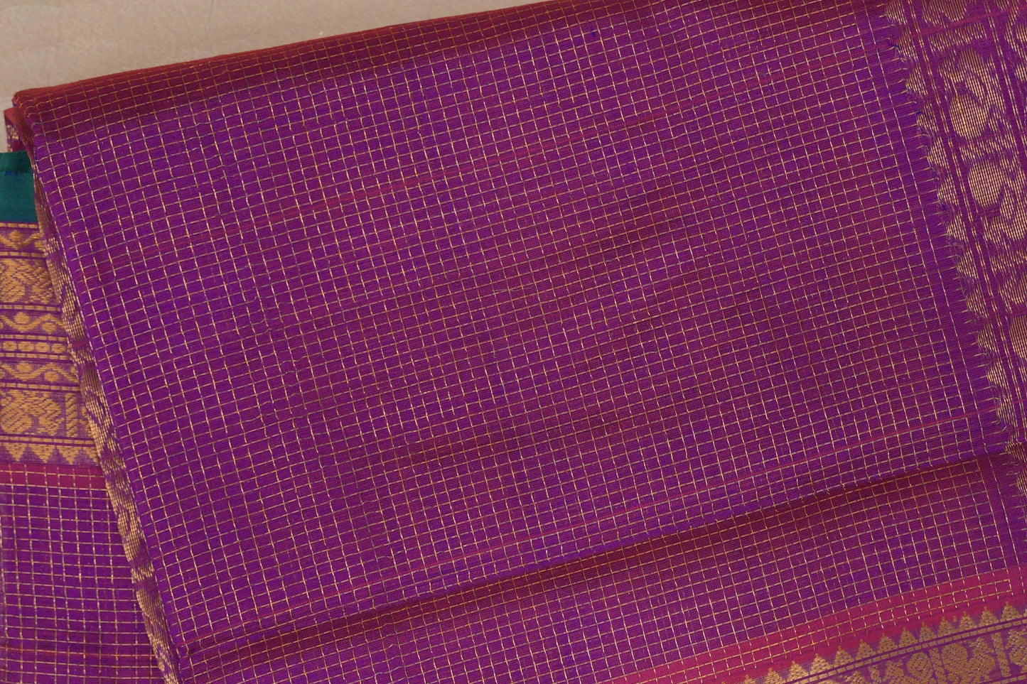 Dual Tone Pink and Violet Nine And A Half Yards Silk Cotton Saree by Shreenivas silks PSSR019163