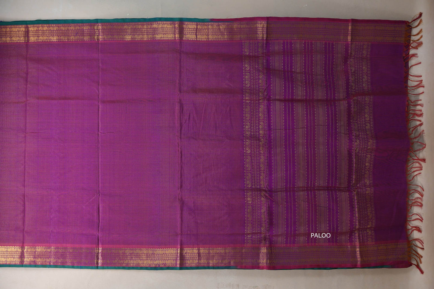 Dual Tone Pink and Violet Nine And A Half Yards Silk Cotton Saree by Shreenivas silks PSSR019163
