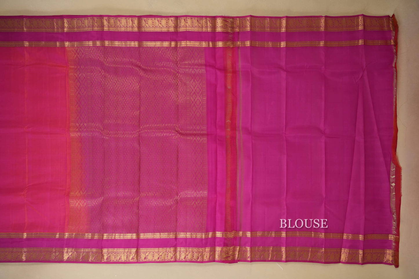 Peach Pink Light Weight Kanchipuram Silk Saree blouse