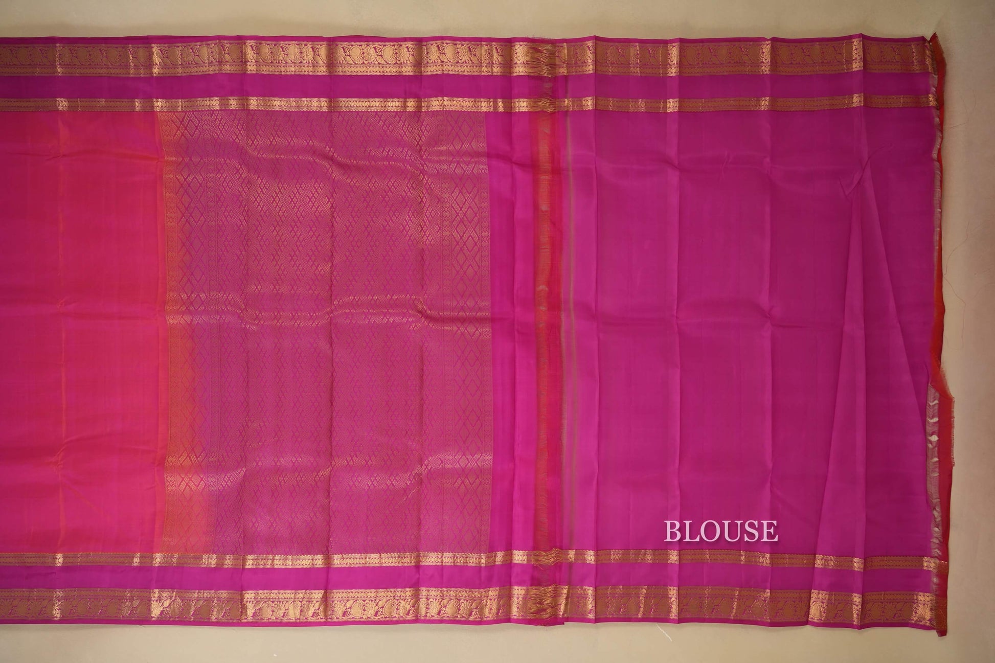 Peach Pink Light Weight Kanchipuram Silk Saree blouse