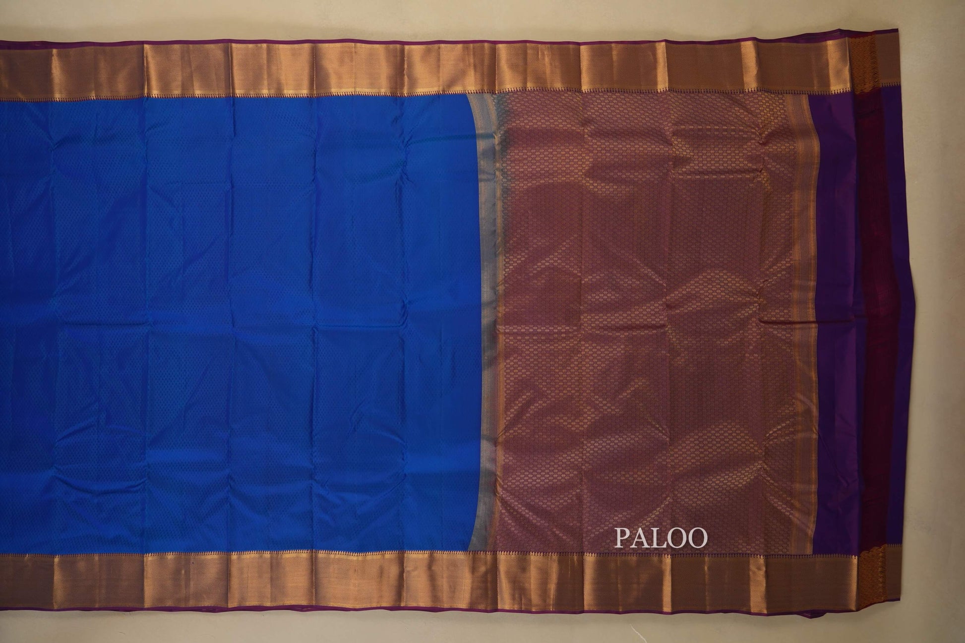 Peacock Blue Light Weight Kanchipuram Silk Saree paloo
