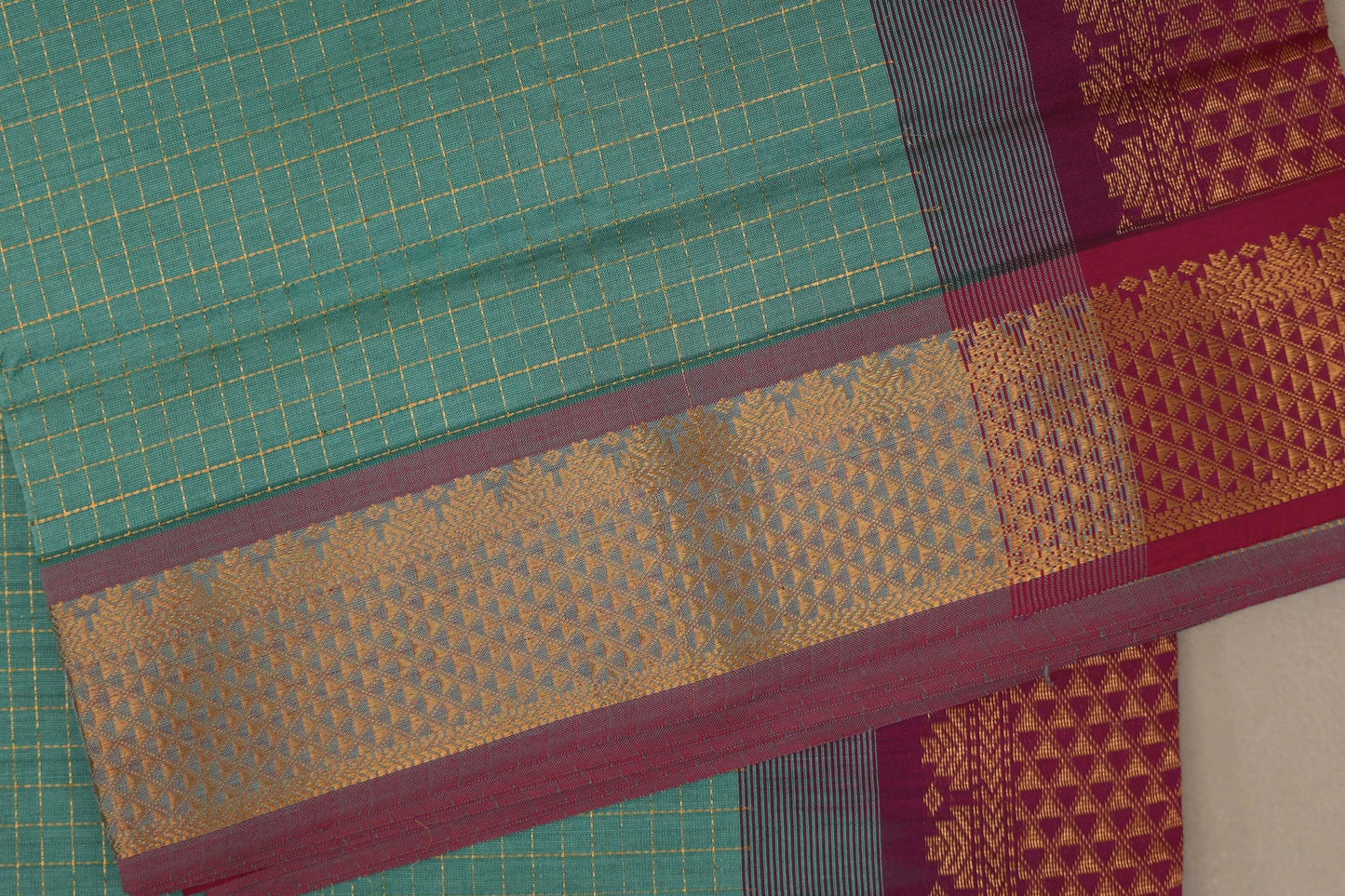 Aqua green Nine And A Half Yards Silk Cotton Saree by Shreenivas silks PSSR019167