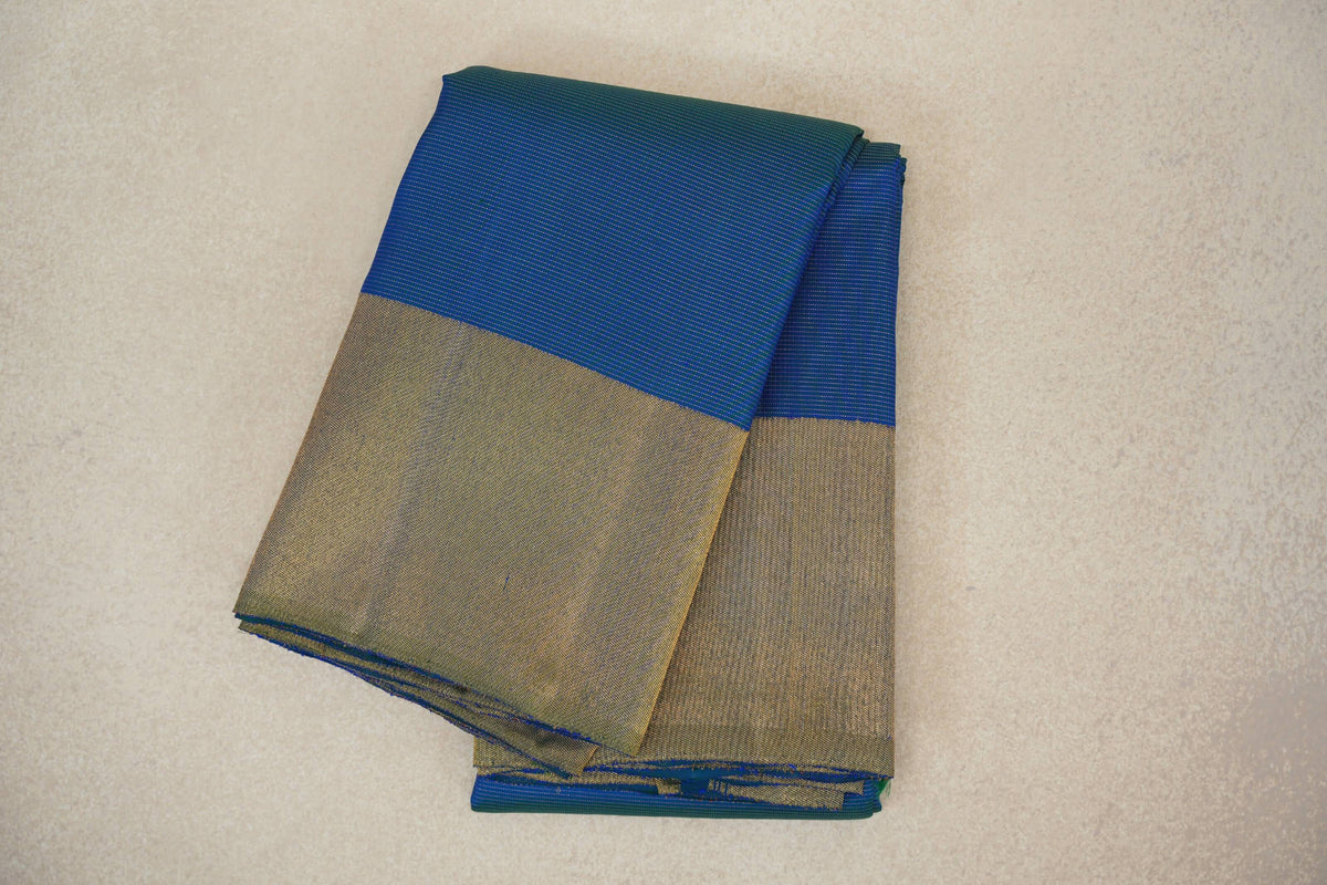 Peacock Blue Vaira Oosi Vintage Kanjivaram Silk Saree by Shreenivas Silks PSSR0110281
