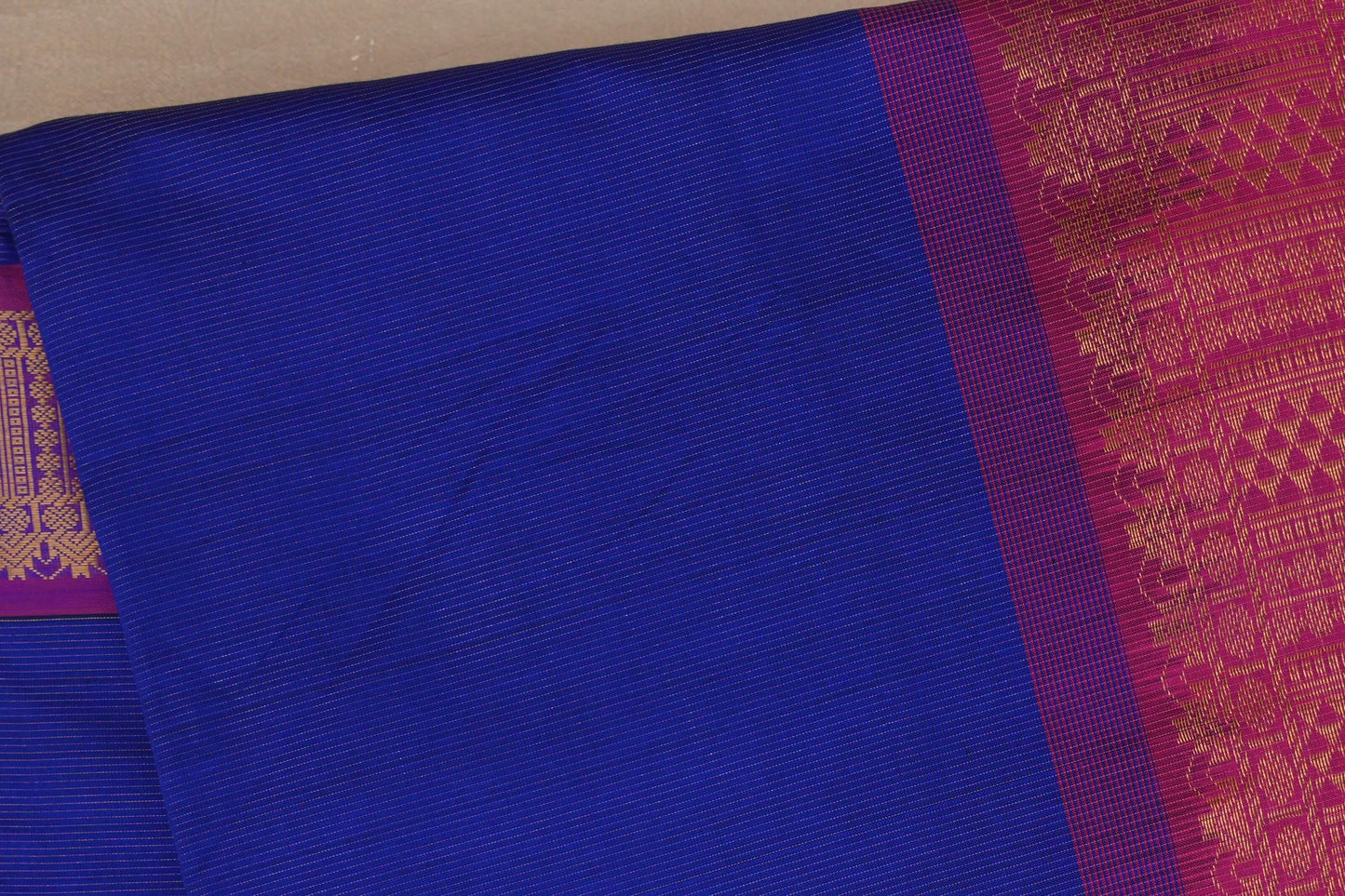 Deep royal Blue with Bright pink Nine And A Half Yards Silk Cotton Saree by Shreenivas silks PSSR019170