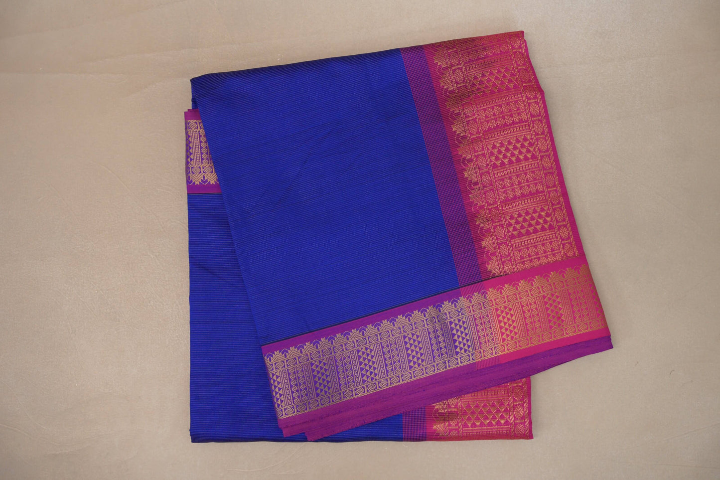 Deep royal Blue with Bright pink Nine And A Half Yards Silk Cotton Saree by Shreenivas silks PSSR019170