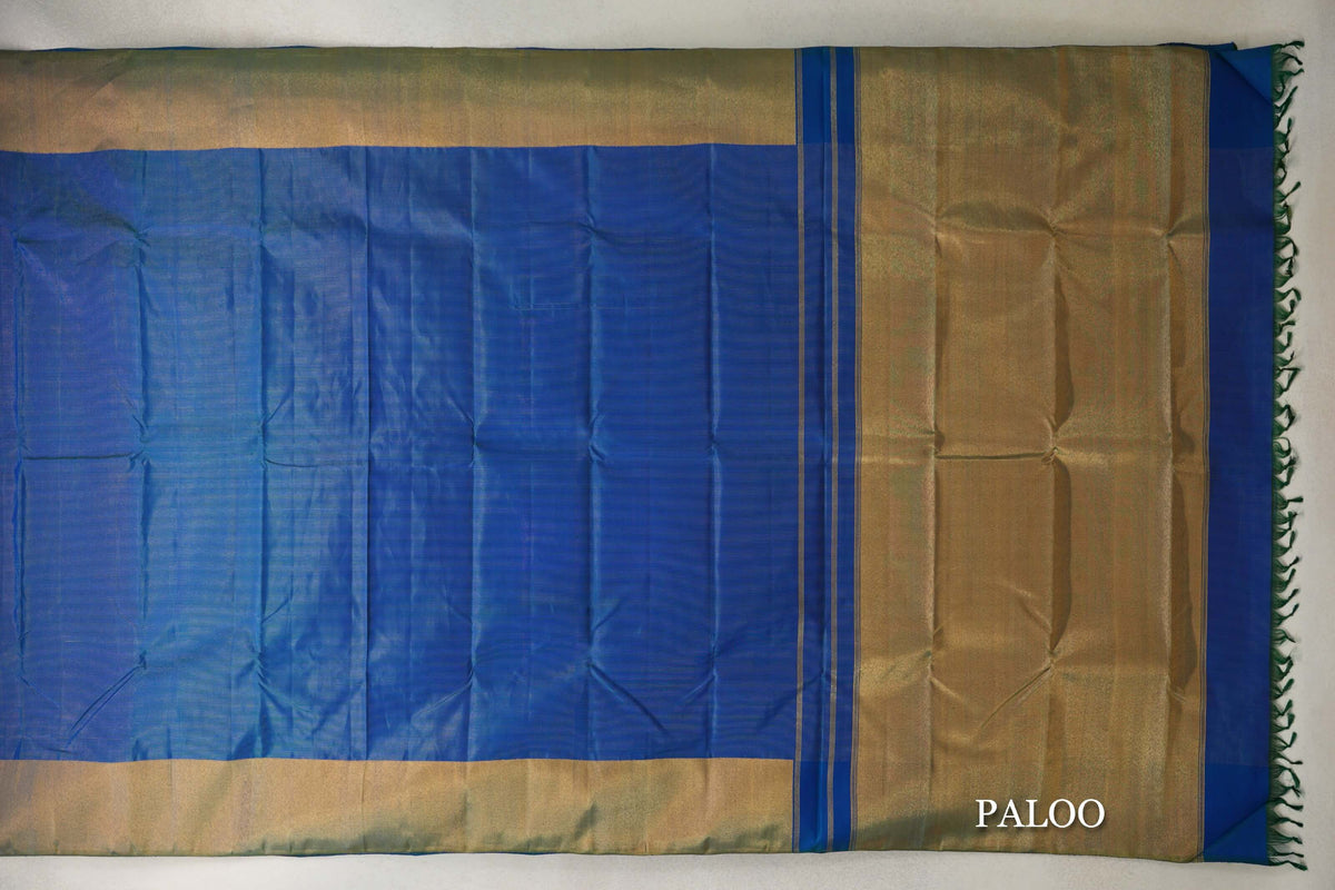 Peacock Blue Vaira Oosi Vintage Kanjivaram Silk Saree by Shreenivas Silks PSSR0110281