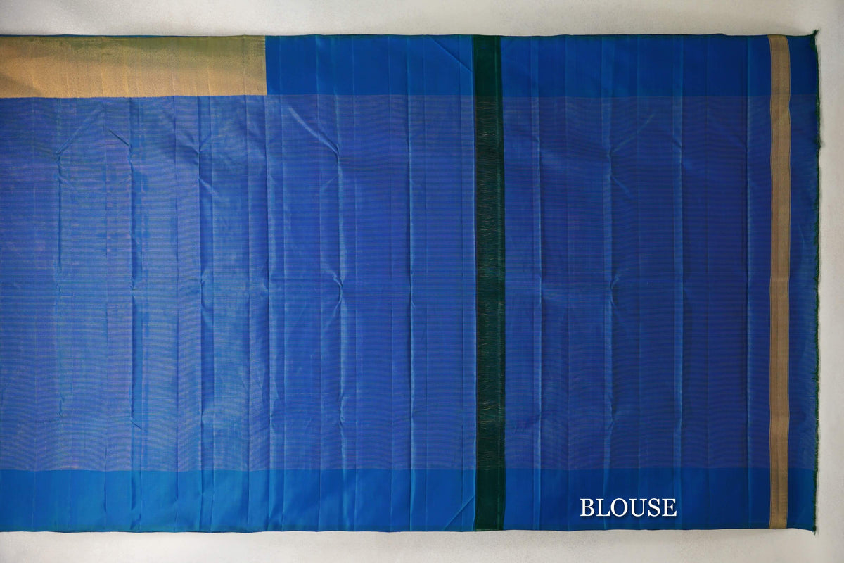 Peacock Blue Vaira Oosi Vintage Kanjivaram Silk Saree by Shreenivas Silks PSSR0110281