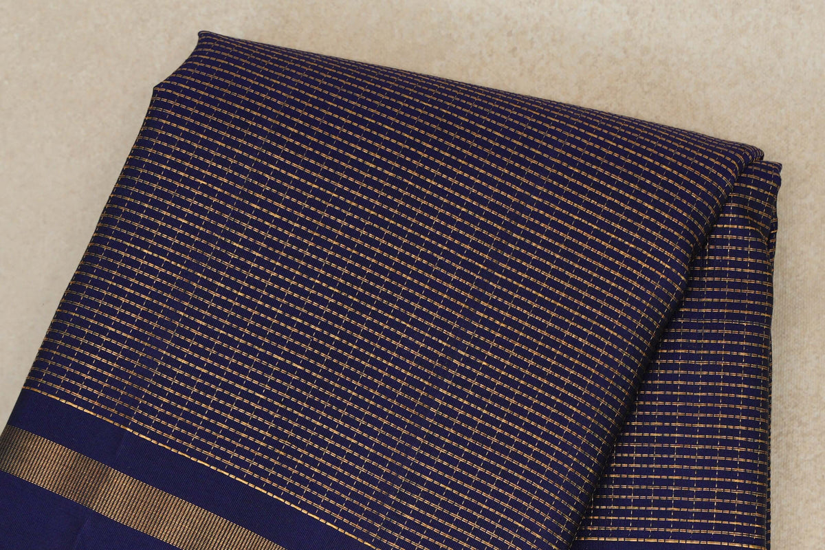 Deep Blue with Dark Green Selvedge Vintage Kanjivaram Silk Saree by Shreenivas Silks PSSR0110283