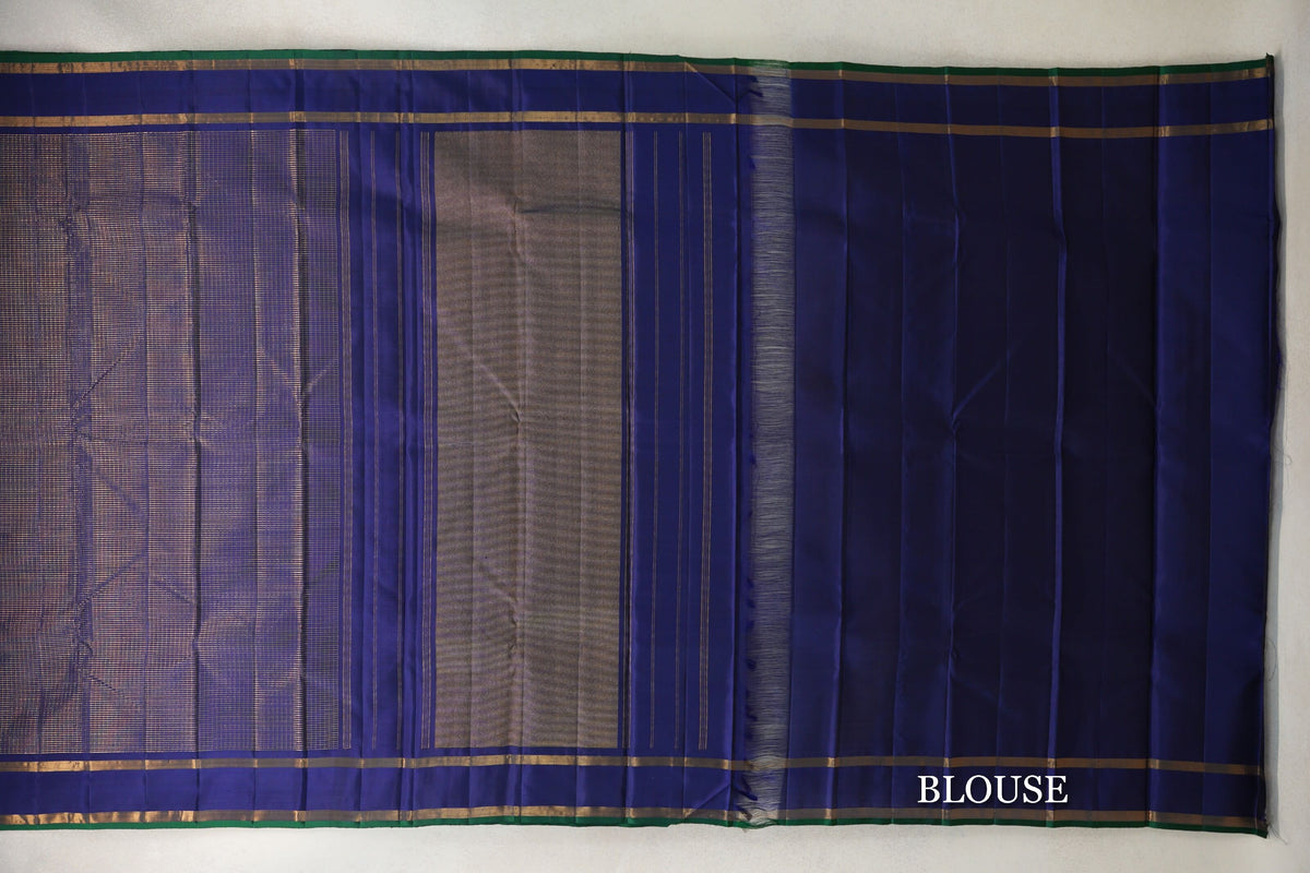 Deep Blue with Dark Green Selvedge Vintage Kanjivaram Silk Saree by Shreenivas Silks PSSR0110283