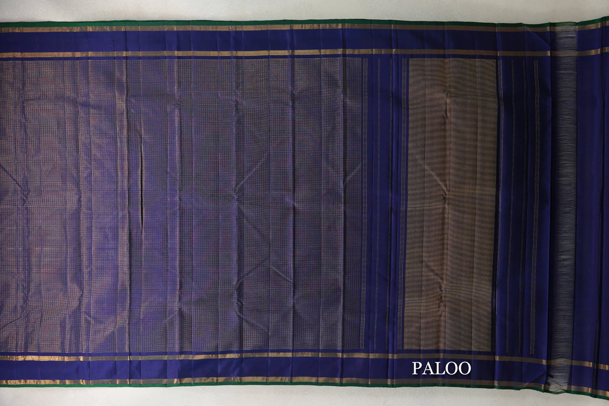 Deep Blue with Dark Green Selvedge Vintage Kanjivaram Silk Saree by Shreenivas Silks PSSR0110283