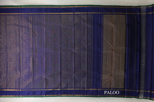 Deep Blue with Dark Green Selvedge Vintage Kanjivaram Silk Saree by Shreenivas Silks PSSR0110283 - Parisera