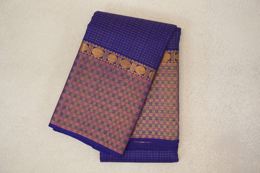 Deep Royal Blue Vintage Kanjivaram Silk Saree by Shreenivas Silks PSSR0110285 - Parisera