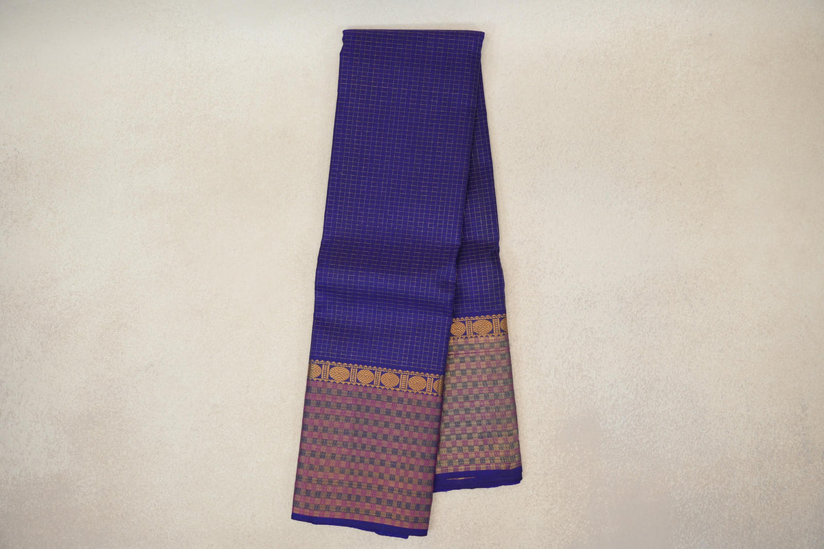 Deep Royal Blue Vintage Kanjivaram Silk Saree by Shreenivas Silks PSSR0110285