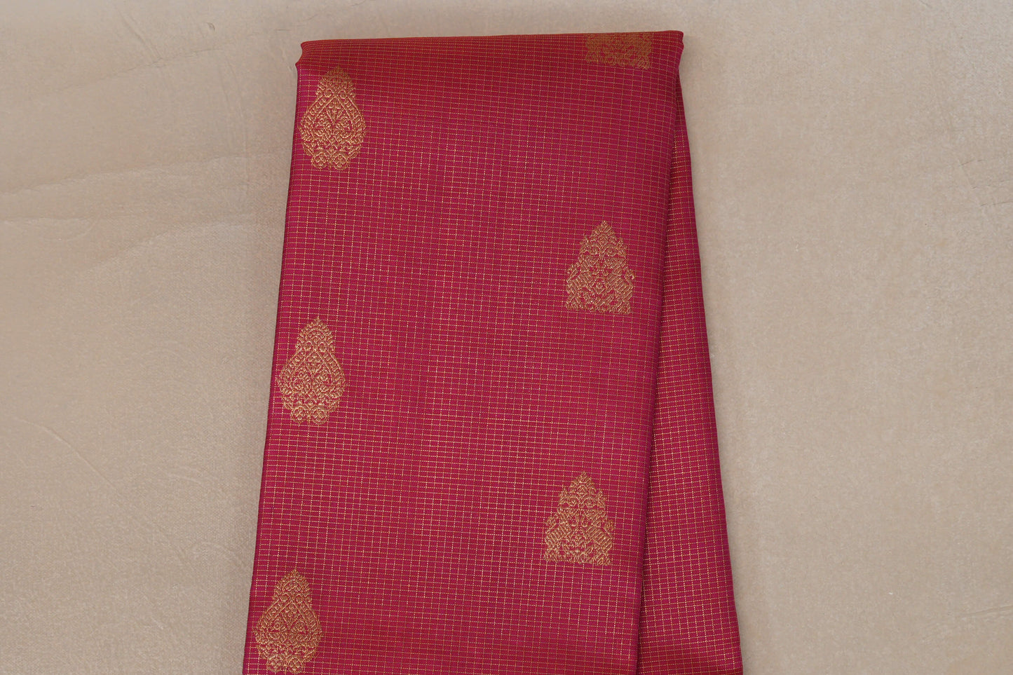 Bright Pink with Small Zari Check Vintage Kanjivaram Silk Saree by Shreenivas Silks PSSR019175