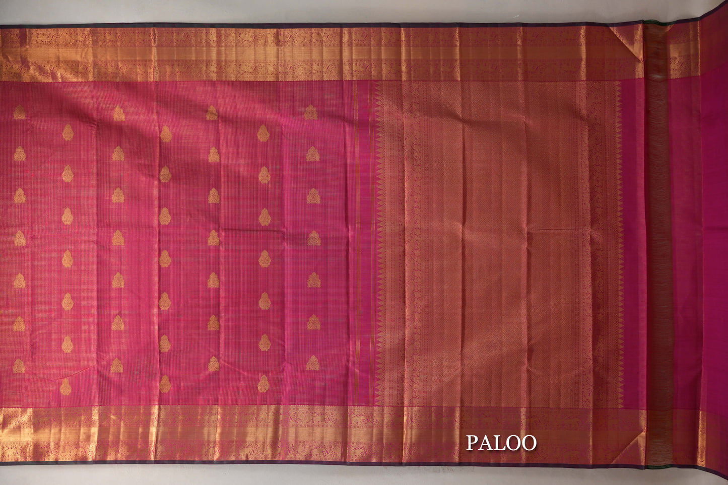 Bright Pink with Small Zari Check Vintage Kanjivaram Silk Saree by Shreenivas Silks PSSR019175