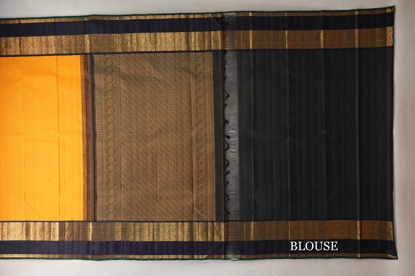Bright Yellow with Small Zari Check Vintage Kanjivaram Silk Saree by Shreenivas Silks PSSR019177