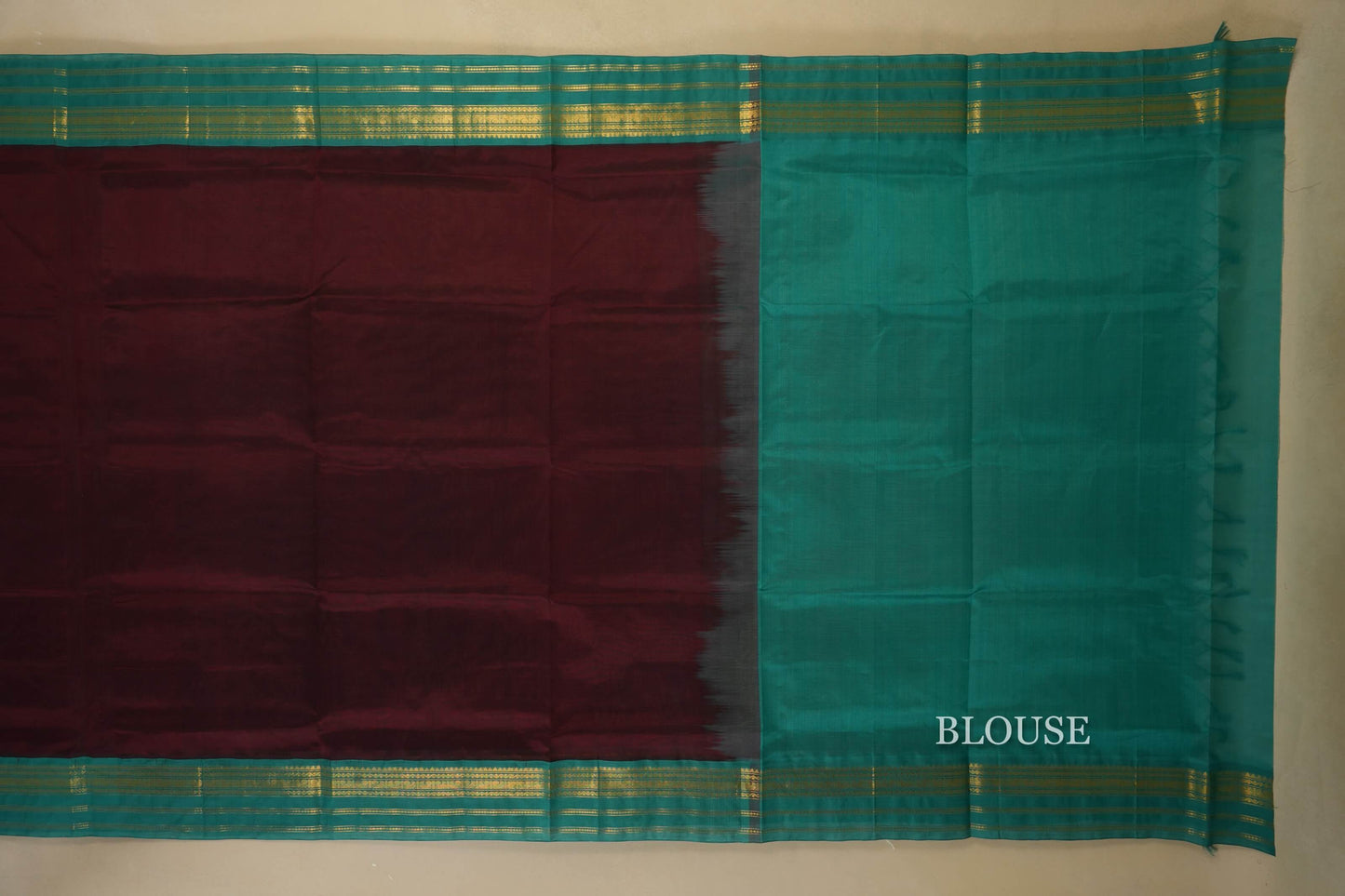 Deep Brown Silk Cotton Saree blouse
