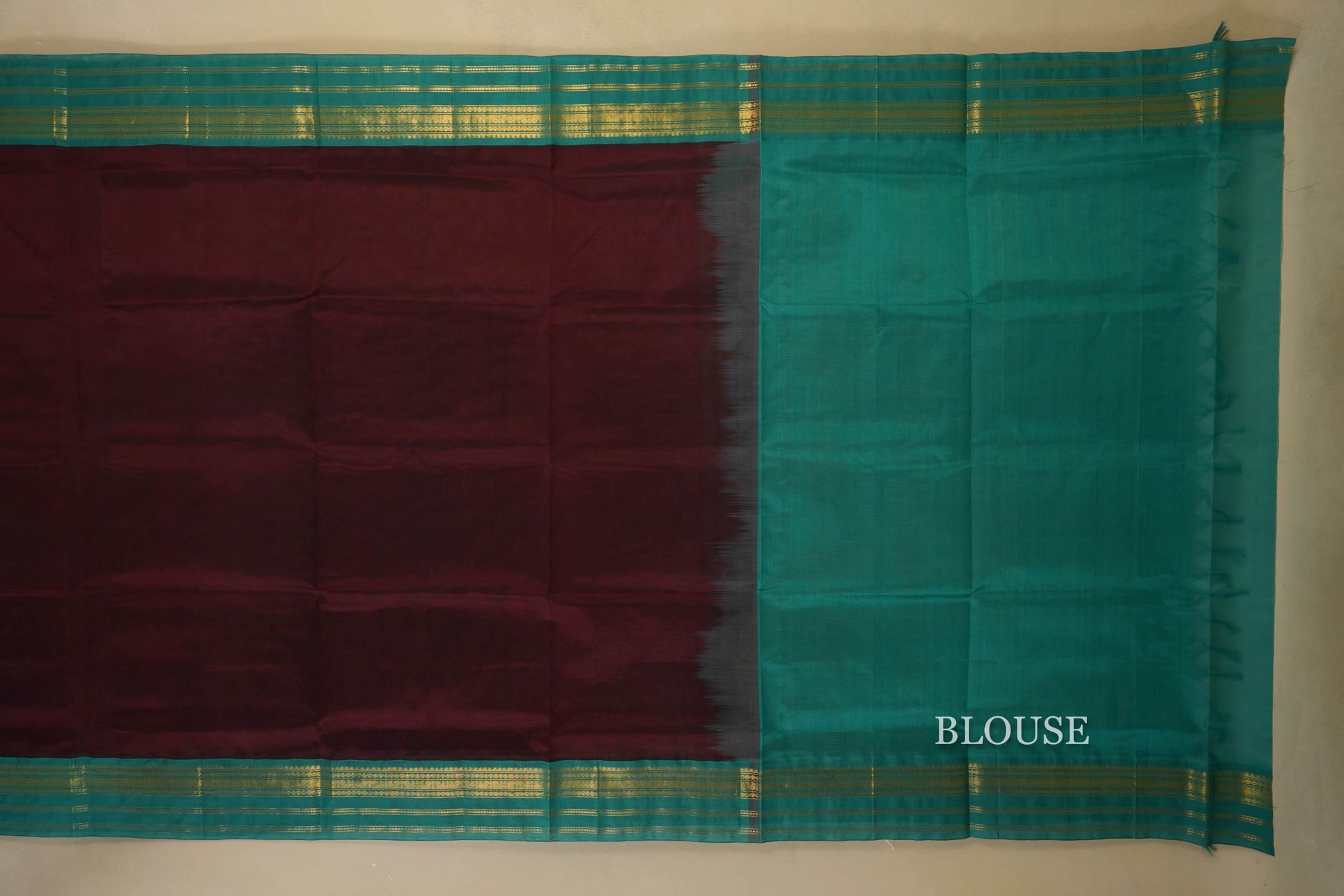 Deep Brown Silk Cotton Saree blouse