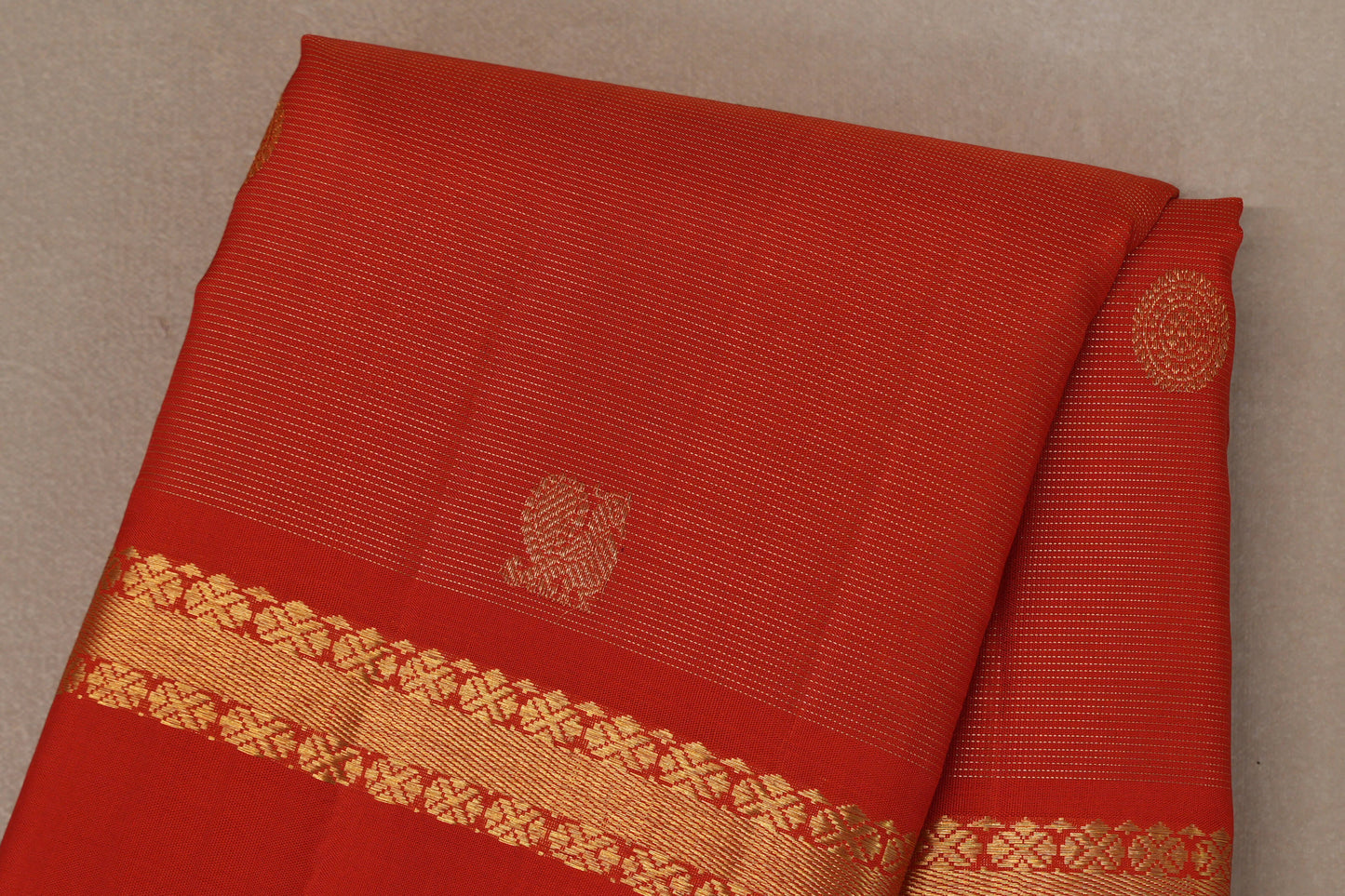 Reddish Orange Vaira Oosi Vintage Kanjivaram Silk Saree by Shreenivas Silks PSSR019180