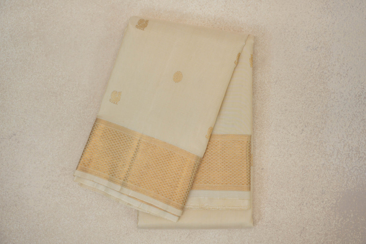 Cream Vintage Kanjivaram Silk Saree by Shreenivas Silks