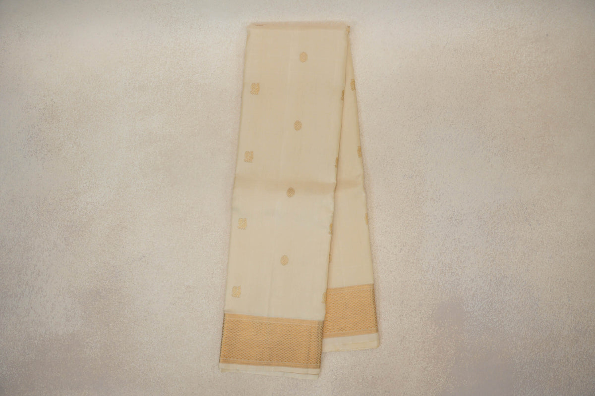 Cream Vintage Kanjivaram Silk Saree by Shreenivas Silks