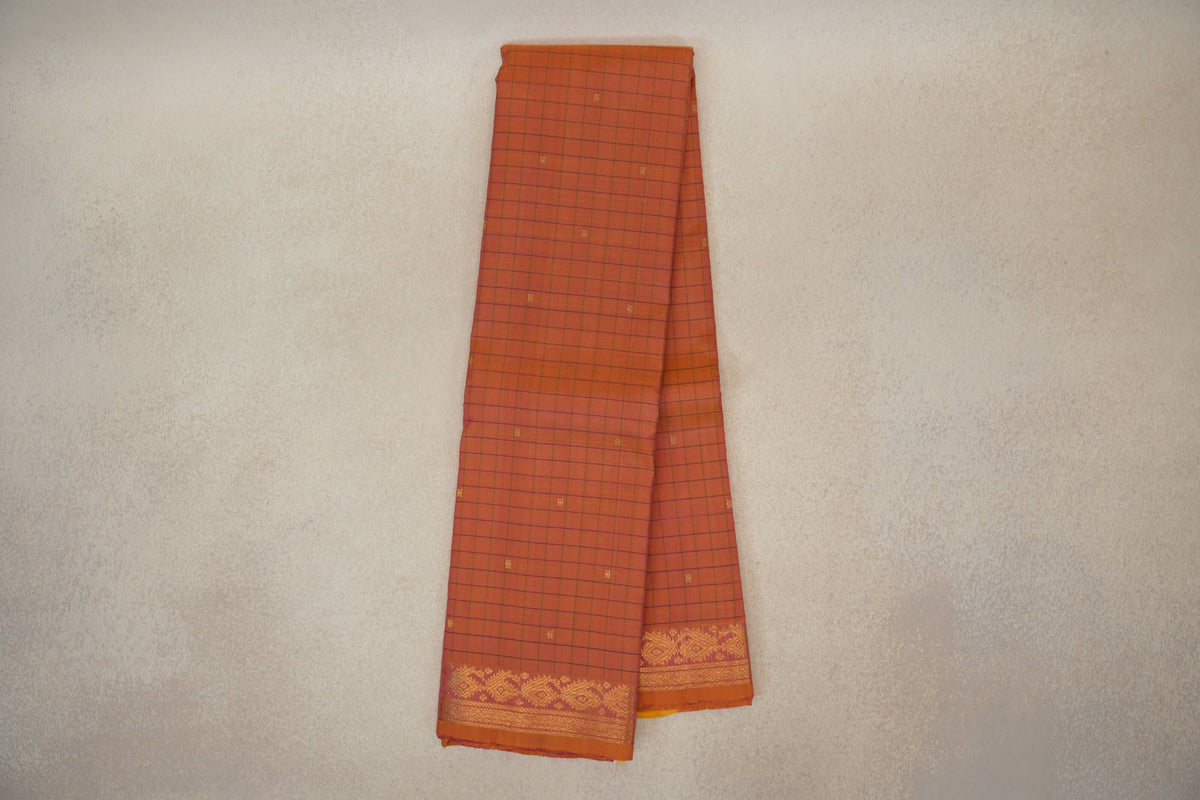Dual Tone of Yellow and Pink Vintage Kanjivaram Silk Saree by Shreenivas Silks