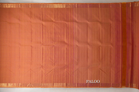 Dual Tone of Yellow and Pink Vintage Kanjivaram Silk Saree by Shreenivas Silks paloo