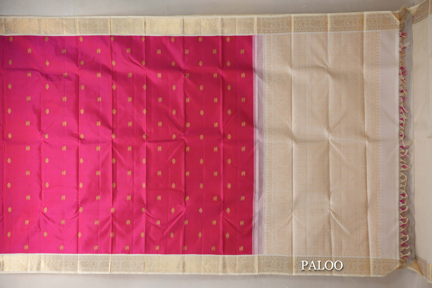 Rani Pink with Cream Borders Vintage Kanjivaram Silk Saree by Shreenivas Silks PSSR019185