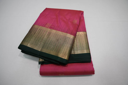 Pinkish red light weight kanchipuram silk saree