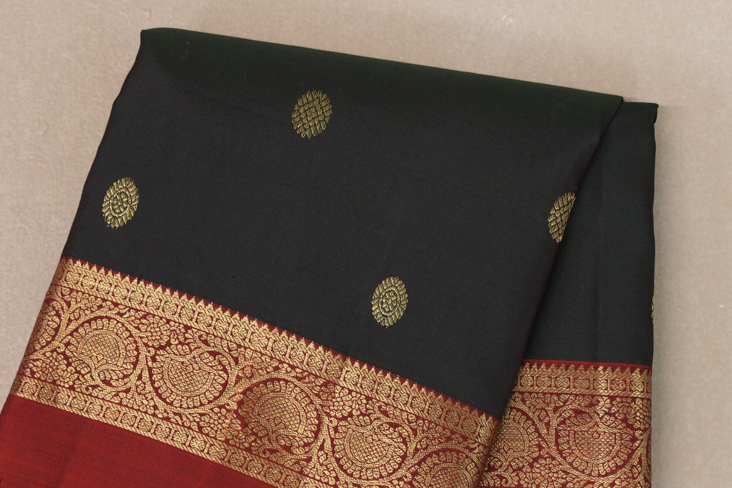 Dual Tone of Maroon and Green with Reddish Maroon Borders Vintage Kanjivaram Silk Saree by Shreenivas Silks PSSR019187