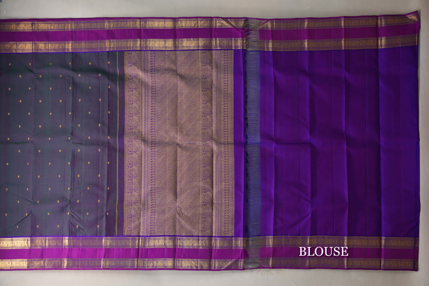 Dual Tone of Magenta and Green Vintage Kanjivaram Silk Saree by Shreenivas Silks PSSR019188
