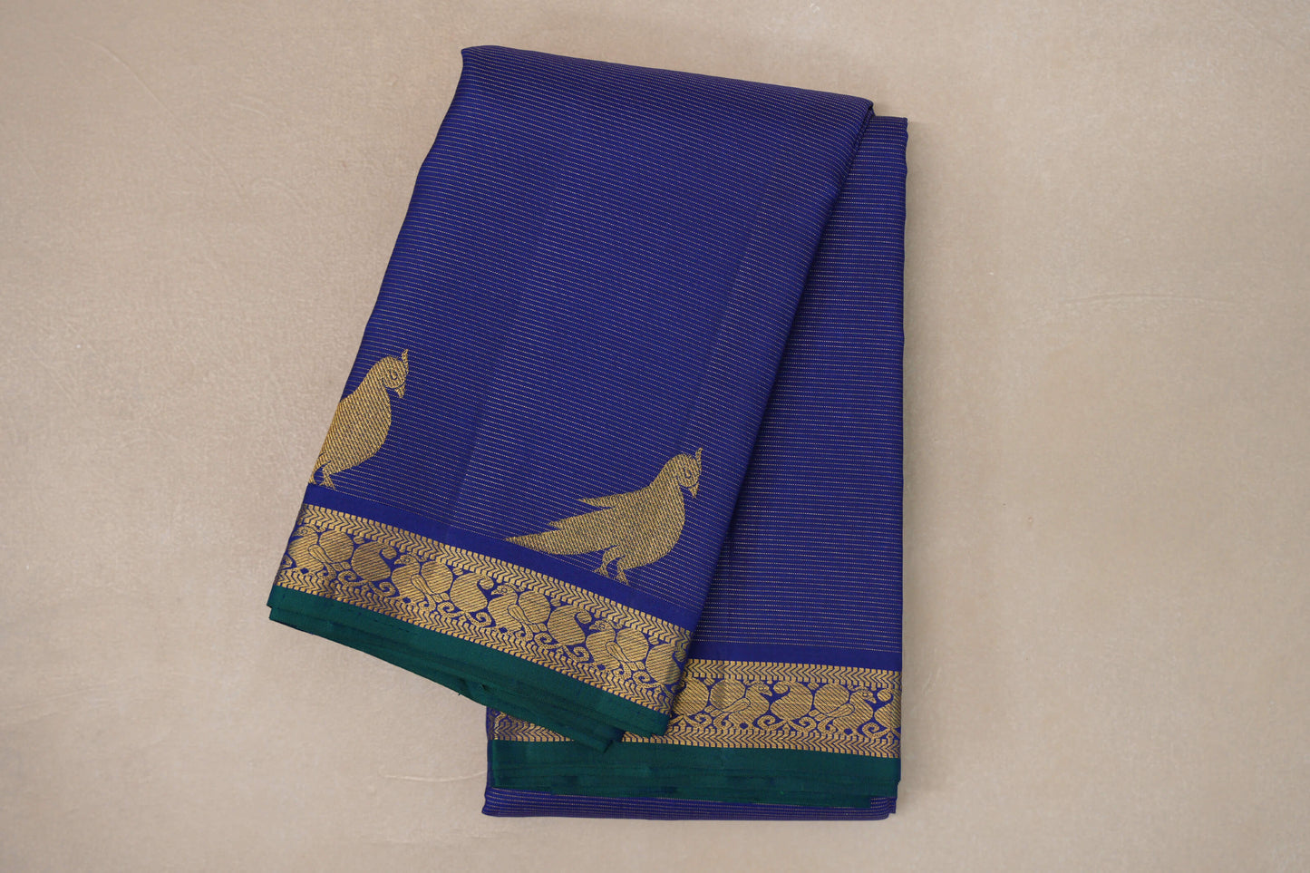 Dark Blue Vaira Oosi Vintage Kanjivaram Silk Saree by Shreenivas Silks PSSR019189