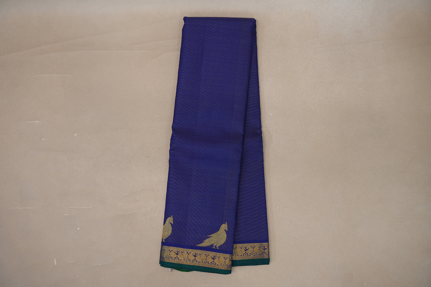 Dark Blue Vaira Oosi Vintage Kanjivaram Silk Saree by Shreenivas Silks PSSR019189