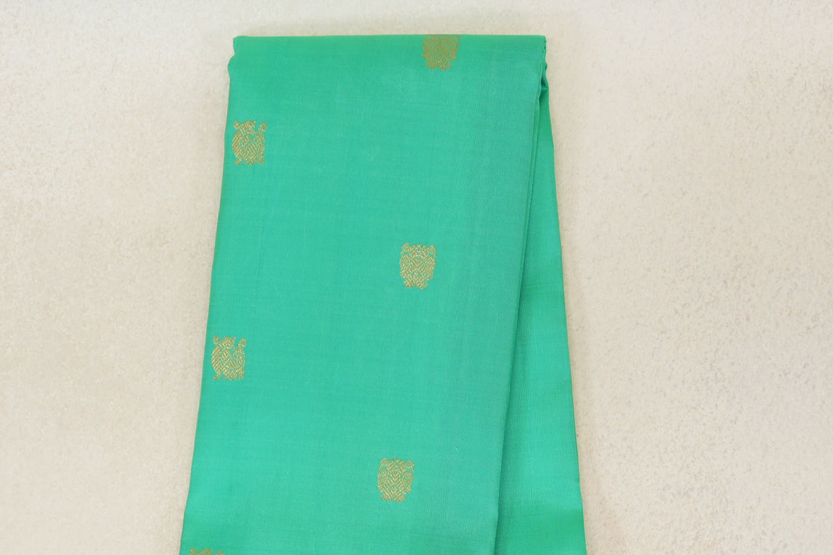 Aqua Green with Deep Royal Blue Borders Vintage Kanjivaram Silk Saree body