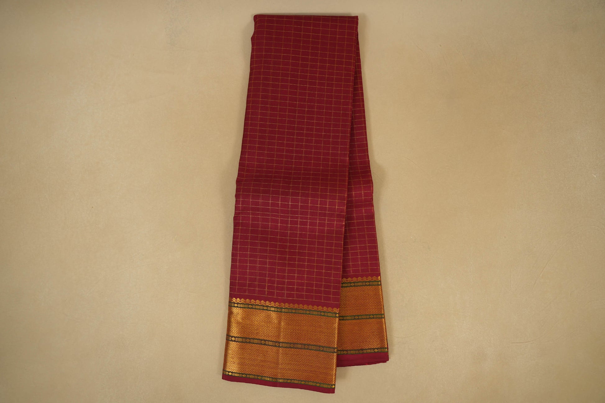 Online Maroon Zari Checks Kanjivaram Silk Saree