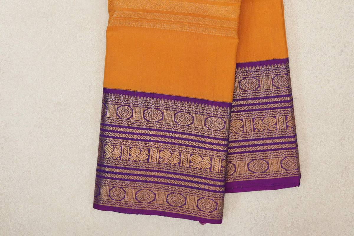 Mustard Orange Vintage Kanjivaram Silk Saree border