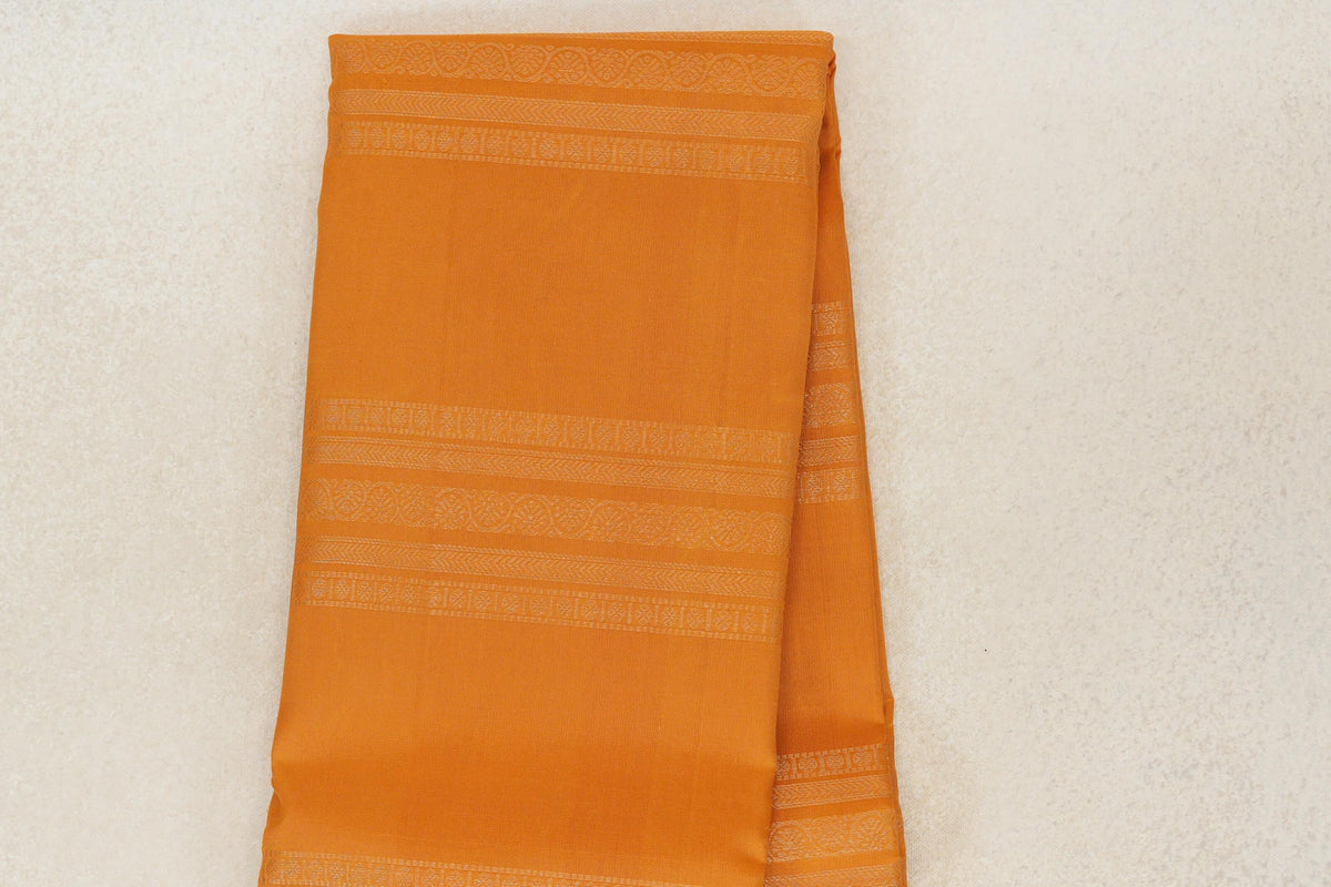 Mustard Orange with Deep Purple Borders Vintage Kanjivaram Silk Saree body