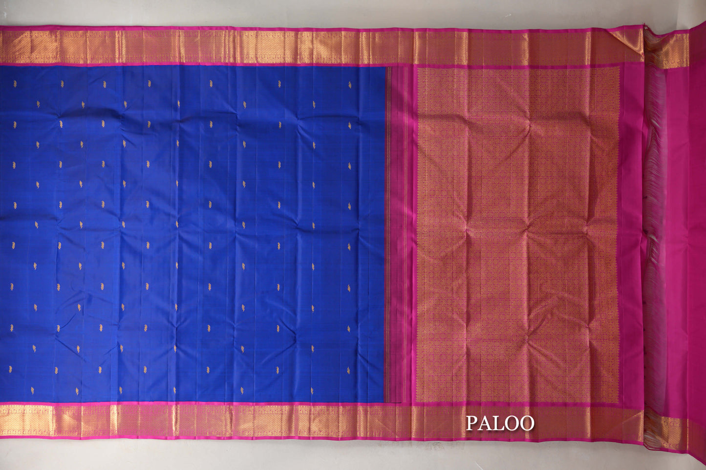 Royal Blue with Bright Pink Borders Vintage Kanjivaram Silk Saree by Shreenivas Silks PSSR019191