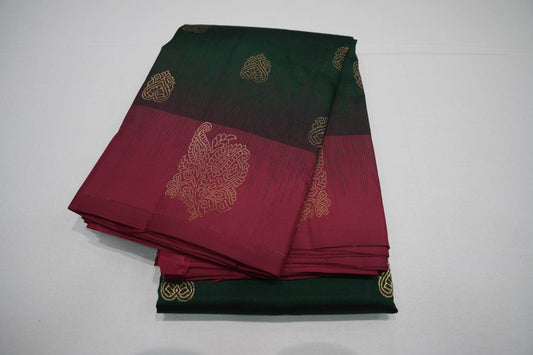 Bottle green light weight kanchipuram silk saree